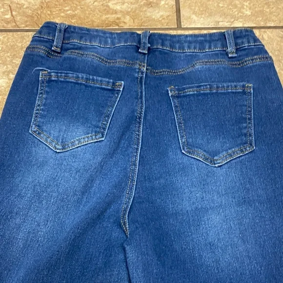 Dark Blue Distressed Flare Size 26-28 Jeans - Picture 4 of 11